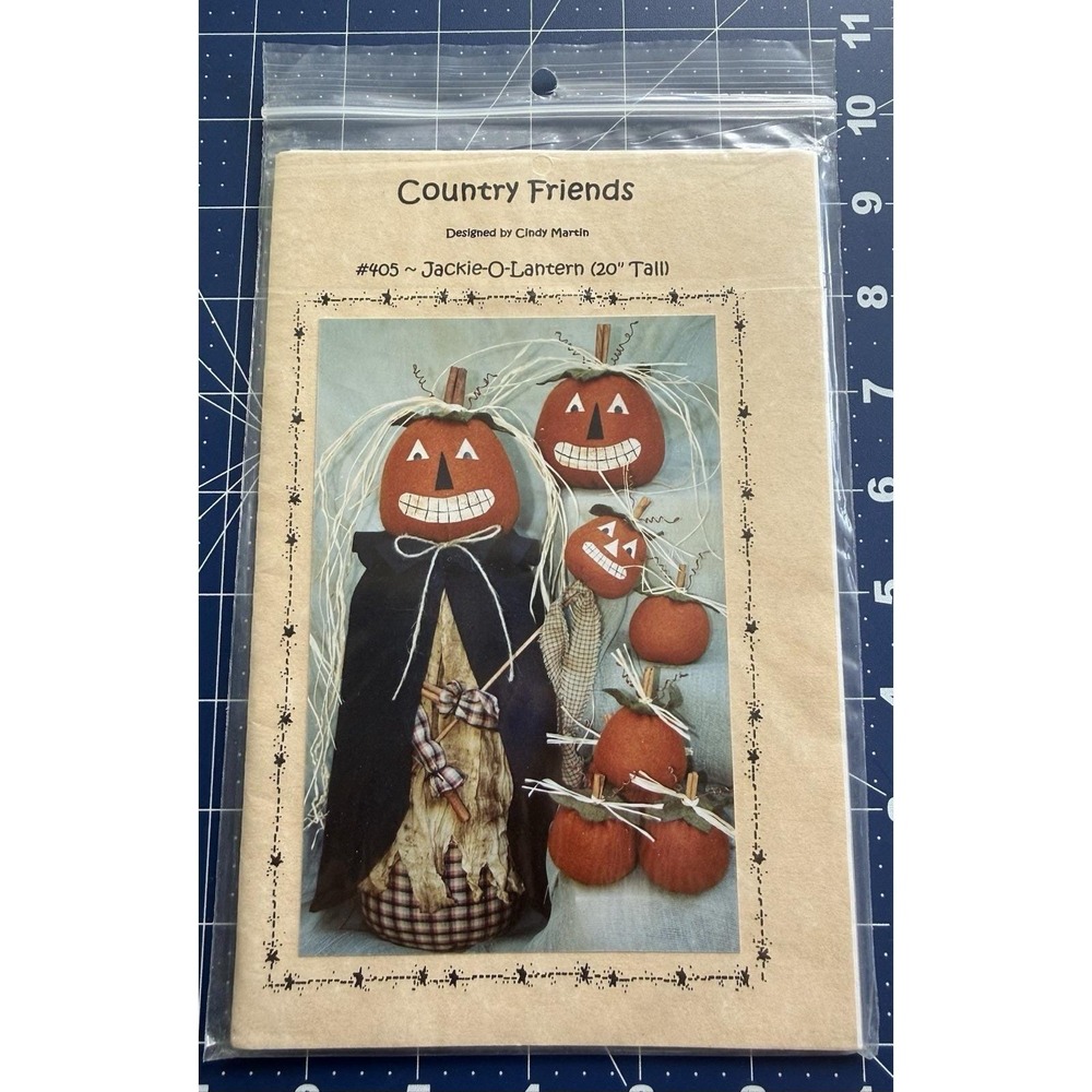 Country Friends 20" Tall WoolFelt JACKIE-O-LANTERN Pattern # 405 By Cindy Martin